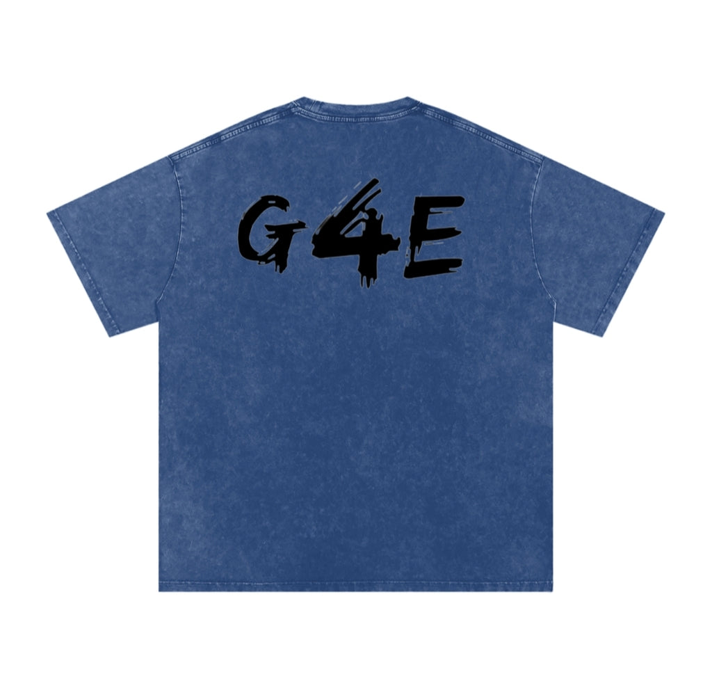 Washed dark blue oversized T shirt