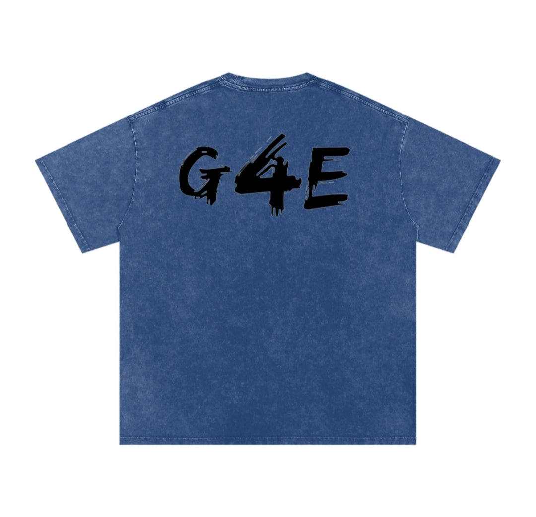 Washed dark blue oversized T shirt