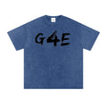 Washed dark blue oversized T shirt
