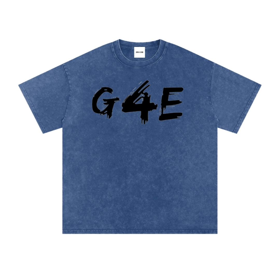 Washed dark blue oversized T shirt